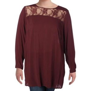 JUNAROSE PLUS SIZE! Burgundy Lace Insert Tunic! Fall Fashion 🍂🍁